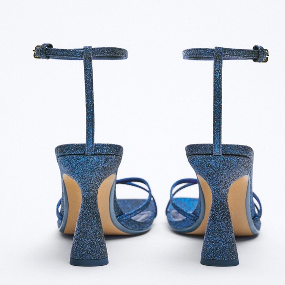 Zara Strappy Glittery Heeled Sandals Size 8 - Picture 4 of 4